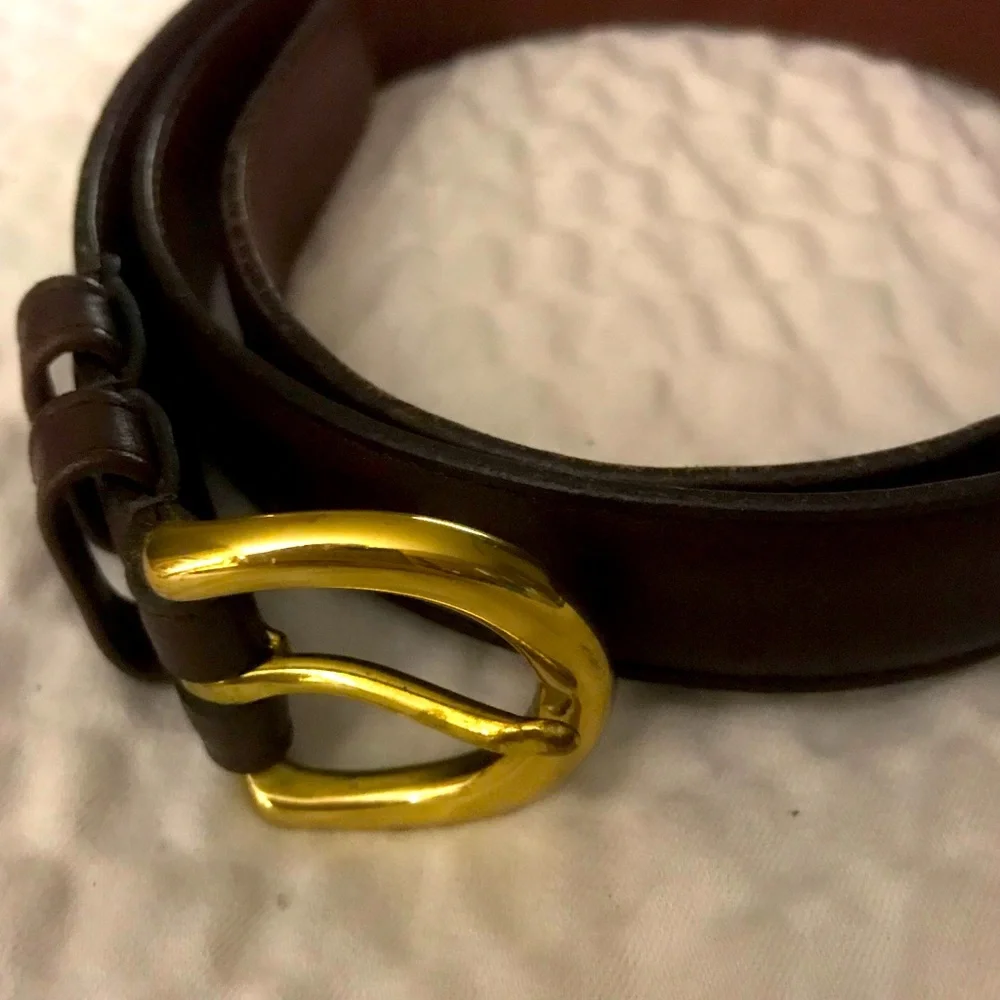 Coach Brown Leather Belt with Brass Buckle